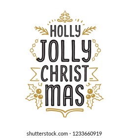 Merry Christmas. Typography. Vector logo, text design. Greeting card.
