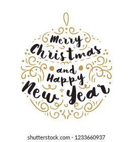 Merry Christmas. Typography. Vector logo, text design. Greeting card.