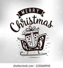 Merry Christmas. Typography. Vector logo, text design. Greeting card.