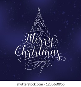 Merry Christmas. Typography. Vector logo, text design. Greeting card.