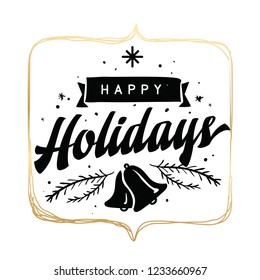 Merry Christmas. Typography. Vector logo, text design. Greeting card.