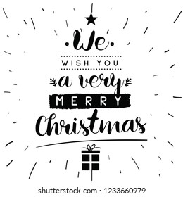Merry Christmas. Typography. Vector logo, text design. Greeting card.