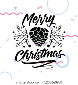 Merry Christmas. Typography. Vector logo, text design. Greeting card.