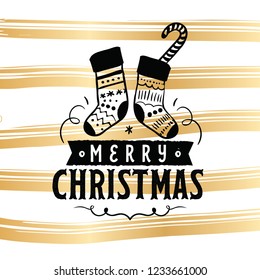 Merry Christmas. Typography. Vector logo, text design. Greeting card.