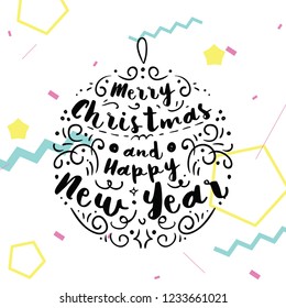 Merry Christmas. Typography. Vector logo, text design. Greeting card.