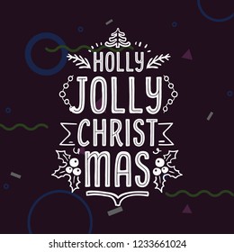Merry Christmas. Typography. Vector logo, text design. Greeting card.