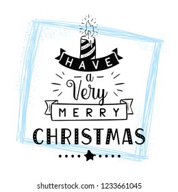 Merry Christmas. Typography. Vector logo, text design. Greeting card.