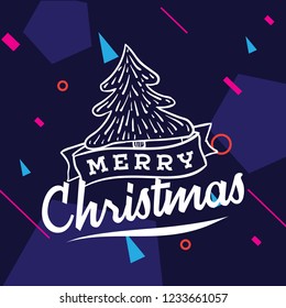 Merry Christmas. Typography. Vector logo, text design. Greeting card.