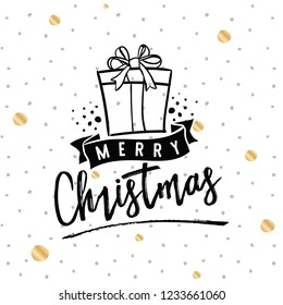 Merry Christmas. Typography. Vector logo, text design. Greeting card.