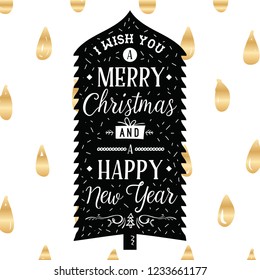 Merry Christmas. Typography. Vector logo, text design. Greeting card.