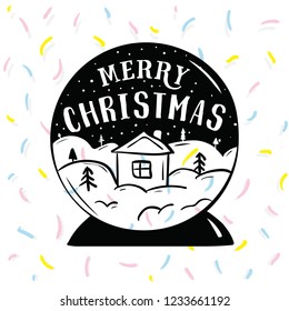 Merry Christmas. Typography. Vector logo, text design. Greeting card.