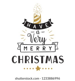 Merry Christmas. Typography. Vector logo, text design. Greeting card.