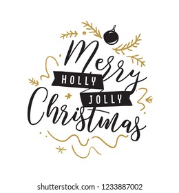 Merry Christmas. Typography. Vector logo, text design. Greeting card.