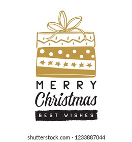 Merry Christmas. Typography. Vector logo, text design. Greeting card.