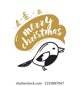 Merry Christmas. Typography. Vector logo, text design. Greeting card.