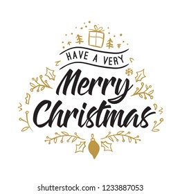 Merry Christmas. Typography. Vector logo, text design. Greeting card.