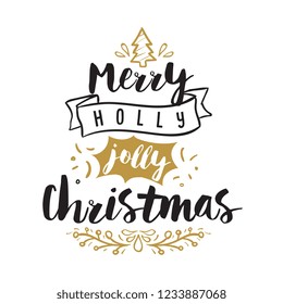Merry Christmas. Typography. Vector logo, text design. Greeting card.