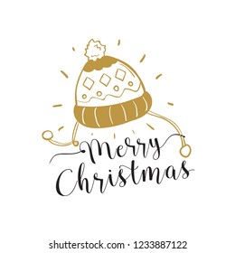 Merry Christmas. Typography. Vector logo, text design. Greeting card.