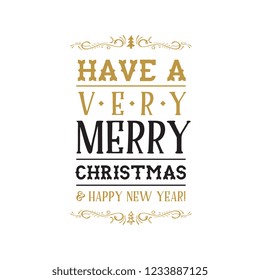 Merry Christmas. Typography. Vector logo, text design. Greeting card.