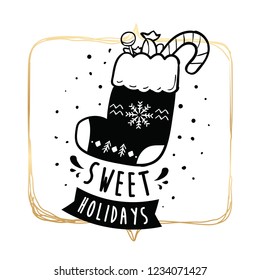 Merry Christmas. Typography. Vector logo, text design. Greeting card.