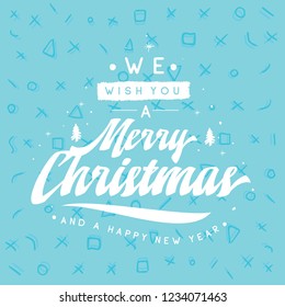 Merry Christmas. Typography. Vector logo, text design. Greeting card.
