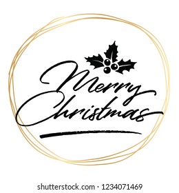 Merry Christmas. Typography. Vector logo, text design. Greeting card.