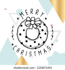 Merry Christmas. Typography. Vector logo, text design. Greeting card.