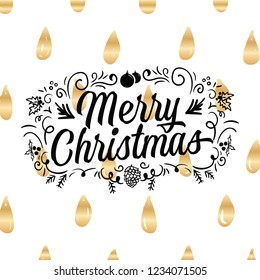 Merry Christmas. Typography. Vector logo, text design. Greeting card.