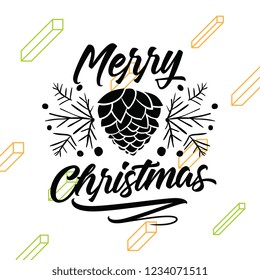 Merry Christmas. Typography. Vector logo, text design. Greeting card.
