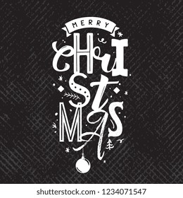 Merry Christmas. Typography. Vector logo, text design. Greeting card.