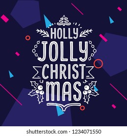 Merry Christmas. Typography. Vector logo, text design. Greeting card.