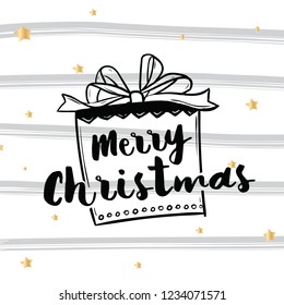 Merry Christmas. Typography. Vector logo, text design. Greeting card.