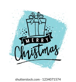 Merry Christmas. Typography. Vector logo, text design. Greeting card.