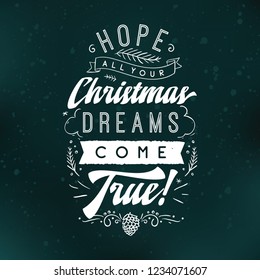 Merry Christmas. Typography. Vector logo, text design. Greeting card.