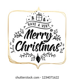 Merry Christmas. Typography. Vector logo, text design. Greeting card.