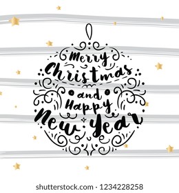 Merry Christmas. Typography. Vector logo, text design. Greeting card.