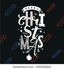 Merry Christmas. Typography. Vector logo, text design. Greeting card.