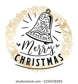 Merry Christmas. Typography. Vector logo, text design. Greeting card.