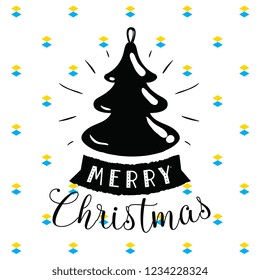 Merry Christmas. Typography. Vector logo, text design. Greeting card.