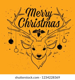 Merry Christmas. Typography. Vector logo, text design. Greeting card.