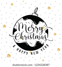 Merry Christmas. Typography. Vector logo, text design. Greeting card.