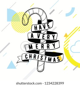 Merry Christmas. Typography. Vector logo, text design. Greeting card.