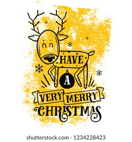 Merry Christmas. Typography. Vector logo, text design. Greeting card.