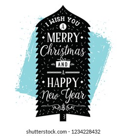 Merry Christmas. Typography. Vector logo, text design. Greeting card.