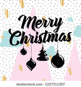 Merry Christmas. Typography. Vector logo, text design. Greeting card.