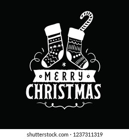 Merry Christmas. Typography. Vector logo, text design. Greeting card.