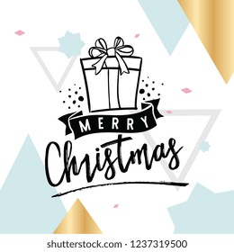 Merry Christmas. Typography. Vector logo, text design. Greeting card.