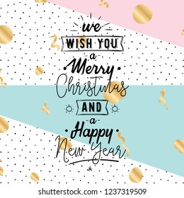 Merry Christmas. Typography. Vector logo, text design. Greeting card.