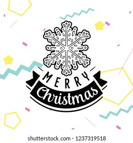Merry Christmas. Typography. Vector logo, text design. Greeting card.
