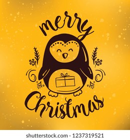 Merry Christmas. Typography. Vector logo, text design. Greeting card.
